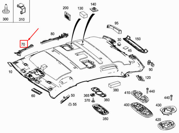 A2226920160 - MERCEDES-BENZ S W222 Right Roof Absorber A2226920160 ORIGINAL