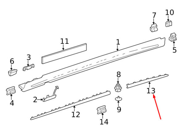 A2226947882 - MERCEDES-BENZ S W222 AMG Rear Right Ornamental Molding A2226947882 ORIGINAL