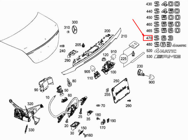 A2228177900 - MERCEDES-BENZ S W222 Rear Left Trunk Lid Model Plate A2228177900 ORIGINAL