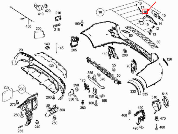 A2228910005 - MERCEDES-BENZ GLC X253 Rear Bumper Vibration Damper A2228910005 ORIGINAL