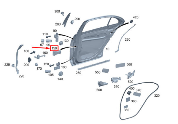 A2237331400 - MERCEDES-BENZ S W223 Rear Inner Door Holder Seal A2237331400 ORIGINAL