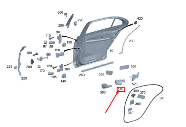 A2237353501 - MERCEDES-BENZ S W223 Rear LH Door Center Impact Absorber A2237353501 ORIGINAL