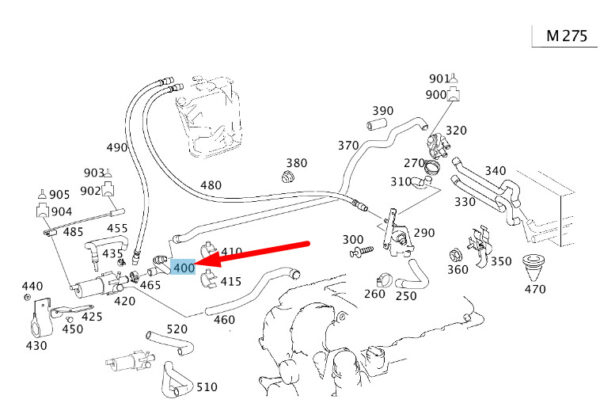 A2308326894 - MERCEDES-BENZ S W221 AMG Return Line To Water Pump Hose A2308326894 ORIGINAL