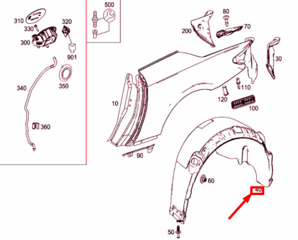 A2316901430 - NEW MERCEDES-BENZ SL R231 REAR RIGHT WHEEL HOUSING LINER A2316901430 ORIGINAL
