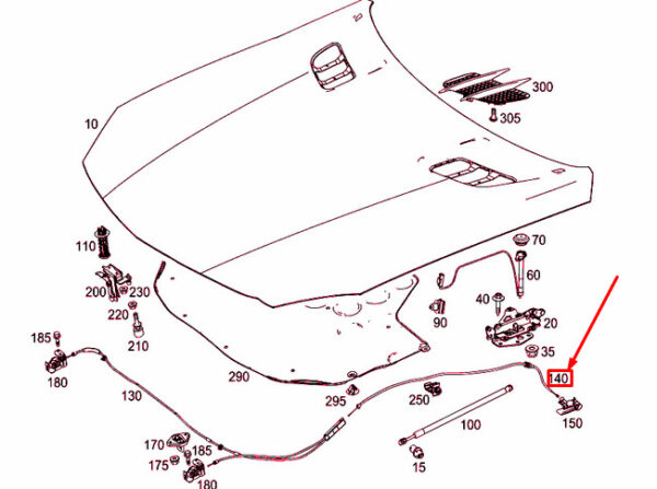 A2318800259 - MERCEDES-BENZ SL R231 Rear Engine Hood Cable A2318800259 ORIGINAL