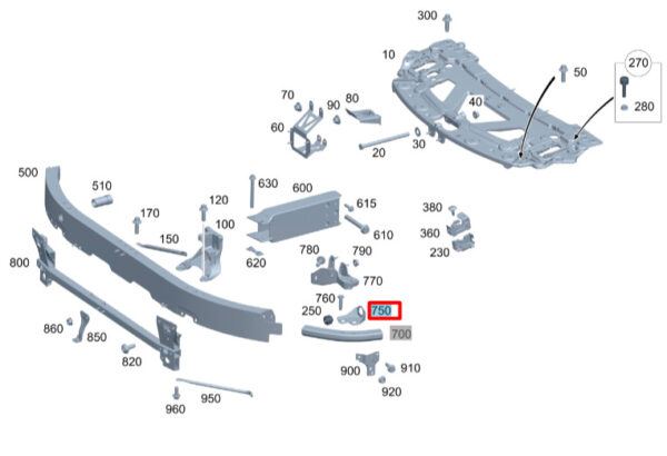 A2326207800 - NEW MERCEDES BENZ SL R232 FRONT END PANEL RIGHT MOUNT A2326207800 ORIGINAL