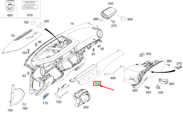 A2386808600 - MERCEDES-BENZ E C238 Instrument Panel Right Trim Bar LHD A2386808600 ORIGINAL