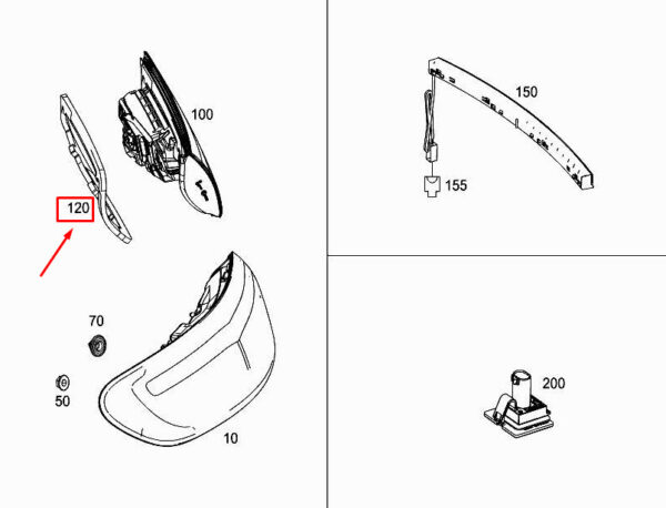 A2388260100 - MERCEDES-BENZ E C238 Rear Left Trunk Lid Light Gasket A2388260100 ORIGINAL