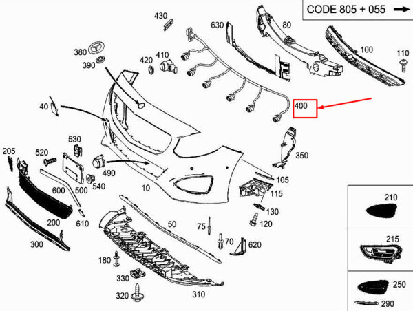 A2465403603 - MERCEDES-BENZ B W246 Front Parking Aid Wiring A2465403603 ORIGINAL