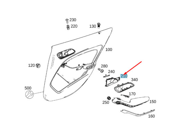 A24676002619051 - MB GLA X156 Right Rear Door Internal Operation A24676002619051 ORIGINAL