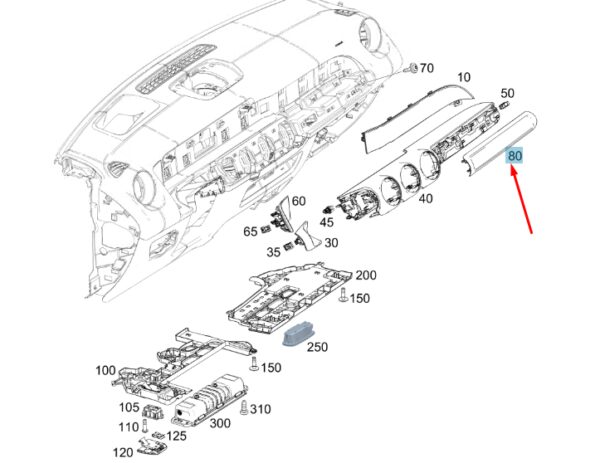 A2476800004 - MB GLB X247 Dashboard Left Lower Trim Molding RHD A2476800004 NEW GEUINE