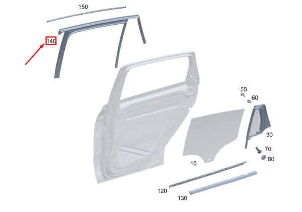 A2477354100 - MERCEDES-BENZ GLA H247 Rear Left Door Window Guide Rail A2477354100 ORIGINAL