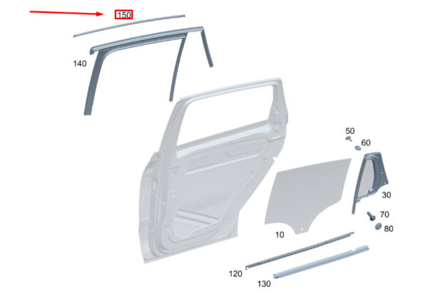 A2477356101 - MERCEDES-BENZ GLA H247 Rear Left Door Top Strip Bar A2477356101 ORIGINAL