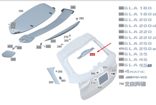 A2477930000 - MERCEDES-BENZ GLA H247 Rear Spoiler Attachment A2477930000 ORIGINAL