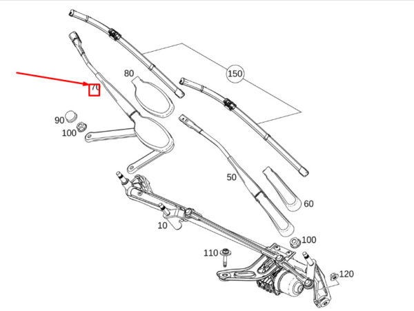 A2478201901 - MERCEDES-BENZ GLB X247 Front Left Wiper Arm RHD A2478201901 ORIGINAL