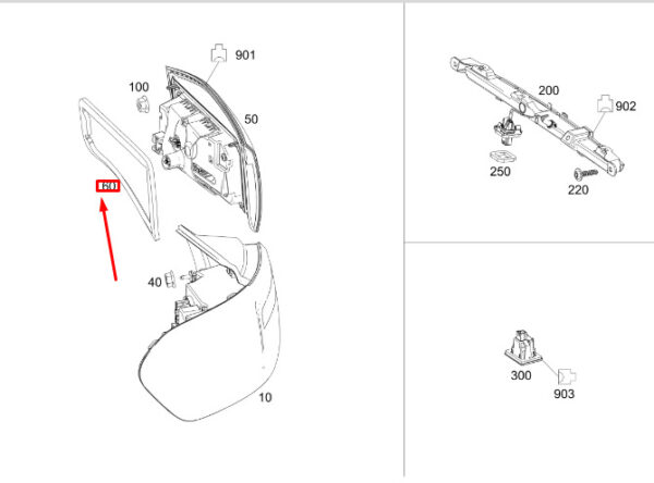 A2478260600 - MERCEDES-BENZ GLB X247 Rear right Inner Lamp Seal A2478260600 ORIGINAL