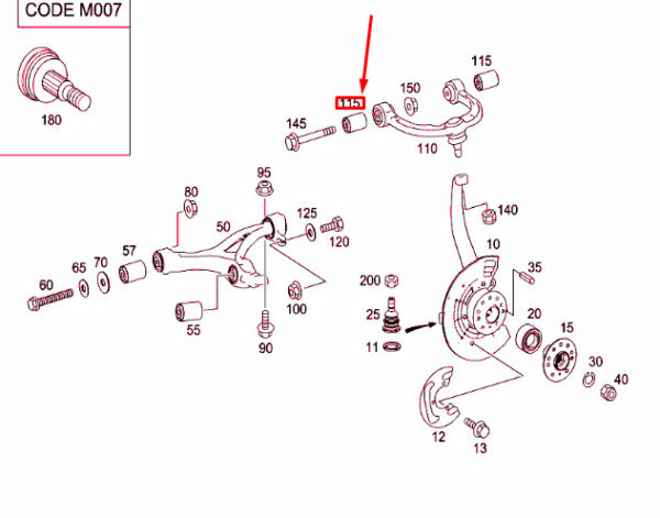 A2513330114 - MERCEDES-BENZ ML W164 Front Upper Control Arm Bushing A2513330114 ORIGINAL
