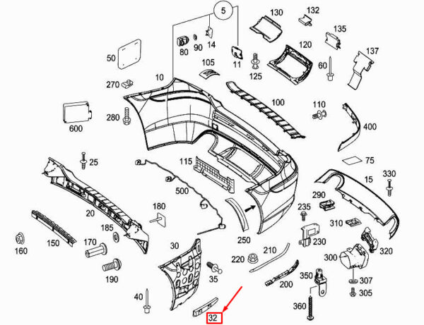 A2518850916 - MERCEDES-BENZ R W251 Rear Left Bumper Side Bracket A2518850916 ORIGINAL