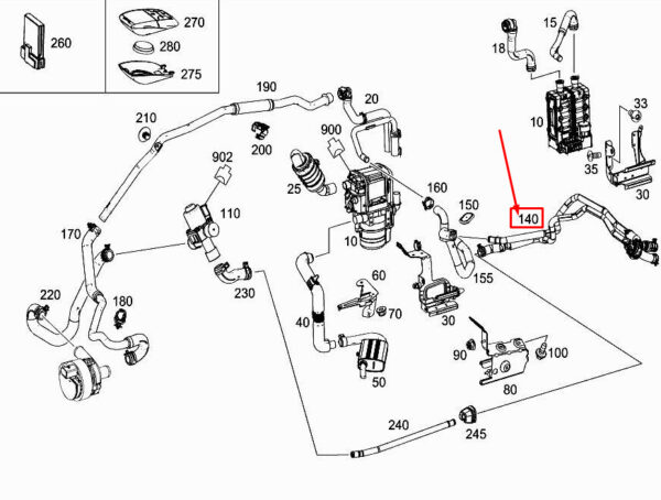 A2535061560 - MERCEDES-BENZ GLC X253 Engine Heating Water Line A2535061560 ORIGINAL