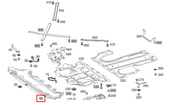 A253524093064 - NEW MERCEDES-BENZ GLC X253 FRONT ENGINE LOWER COVER A253524093064 ORIGINAL