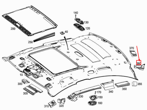 A2576924500 - MERCEDES-BENZ CLS C257 Rear Left Roof Absorber A2576924500 ORIGINAL