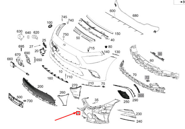 A2578851000 - MERCEDES-BENZ CLS C257 Front Right Bumper Basic Carrier A2578851000 ORIGINAL