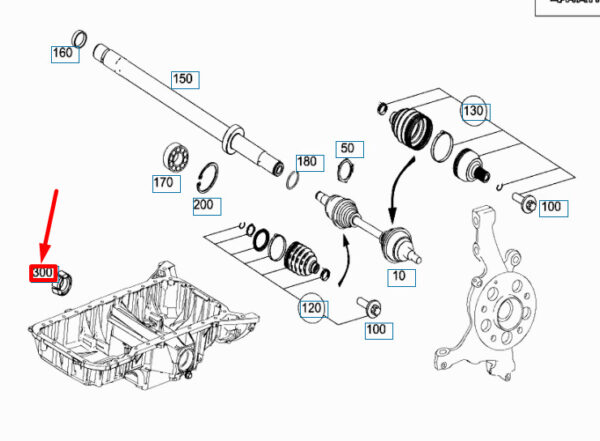 A2720140050 - NEW MB C W204 FRONT AXLE SHAFT IN OIL PAN PILOT BUSHING A2720140050 ORIGINAL