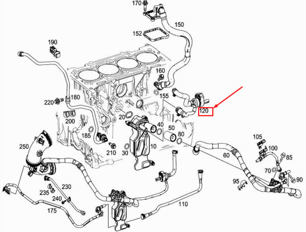 A2740182101 - MERCEDES-BENZ GLC X253 Engine Vent Line A2740182101 ORIGINAL