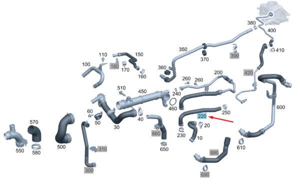 A2742030382 - MERCEDES-BENZ C W204 Oil Cooler Coolant Hose A2742030382 ORIGINAL