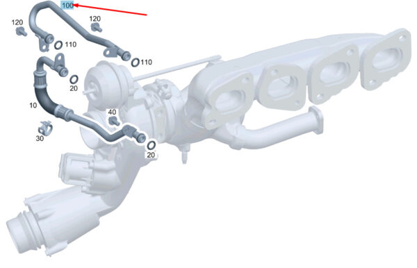 A2742031000 - MERCEDES-BENZ C W204 Turbocharger Return Coolant Line A2742031000 ORIGINAL