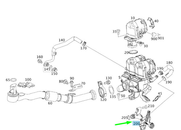 A2762000252 - NEW MB ML W166 EXHAUST GAS RECIRC. CYLINDER HEAD FEED LINE A2762000252 ORIGINAL