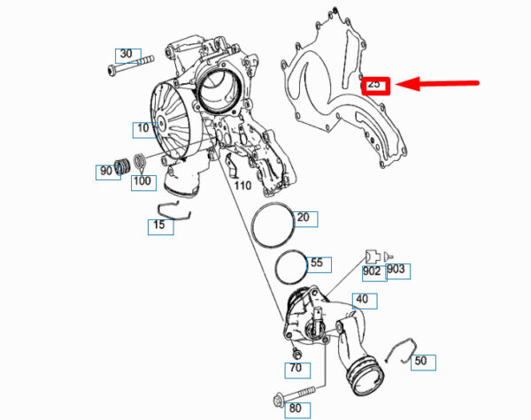 A2782010180 - MERCEDES-BENZ ML W166 Engine Water Pump Gasket A2782010180 ORIGINAL