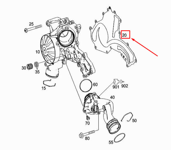 A2782010380 - MERCEDES-BENZ S W222 Engine Water Pump Gasket A2782010380 ORIGINAL