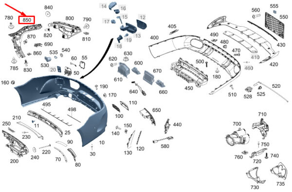 A2908806100 - MERCEDES-BENZ AMG GT X290 Rear Left Bumper Bracket A2908806100 ORIGINAL
