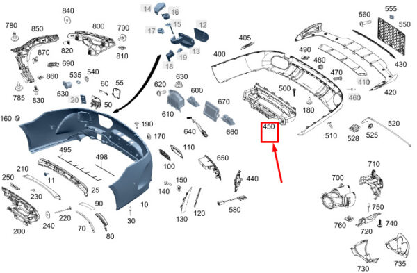 A2908854201 - MERCEDES-BENZ AMG GT X290 Rear Lower Bumper Holder A2908854201 ORIGINAL