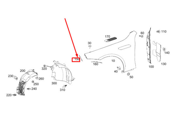 A2909830800 - MERCEDES-BENZ AMG GT X290 Front Right Fender Insulator A2909830800 ORIGINAL