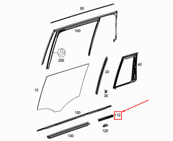 A2927300200 - MERCEDES-BENZ GLE C292 Rear RH Inner Door Sealing Rail A2927300200 ORIGINAL