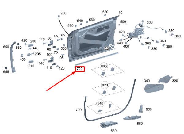 A2977201100 - MERCEDES-BENZ EQS V297 Front Left Lower Door Seal A2977201100 ORIGINAL