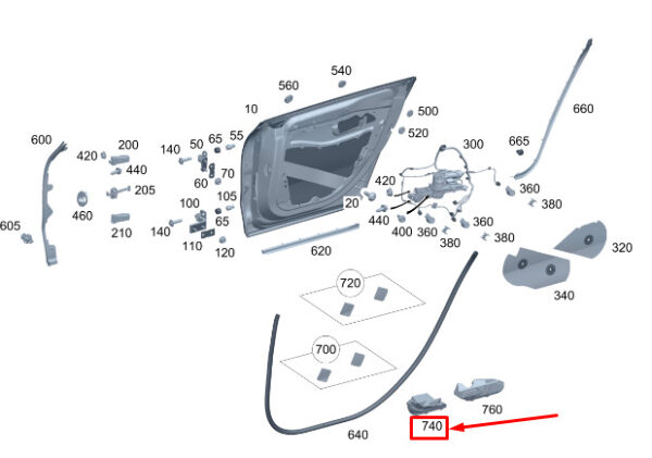 A2977326500 - MERCEDES-BENZ EQS V297 Rear Left Door Front Bracing A2977326500 ORIGINAL