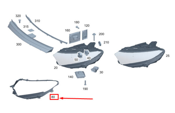 A2978261700 - MERCEDES-BENZ EQS V297 Left Headlight Seal A2978261700 ORIGINAL