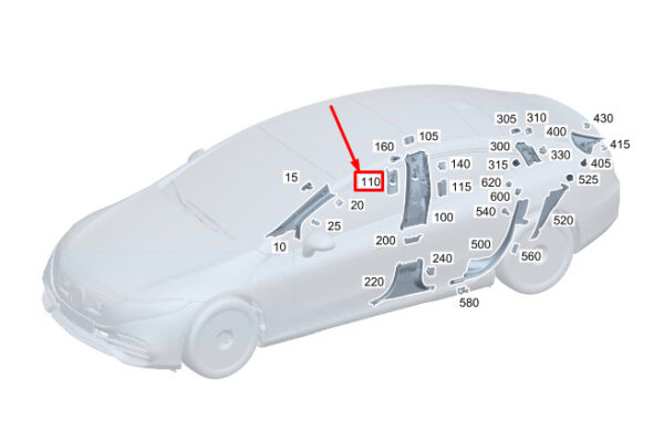 A2978681200 - MERCEDES-BENZ EQS V297 RH Seat Belt Height Adjust Cover A2978681200 ORIGINAL