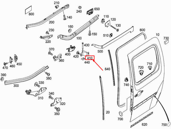A4157630000 - MERCEDES-BENZ CITAN W415 Central RH Sliding Door Bracket A4157630000 ORIGINAL