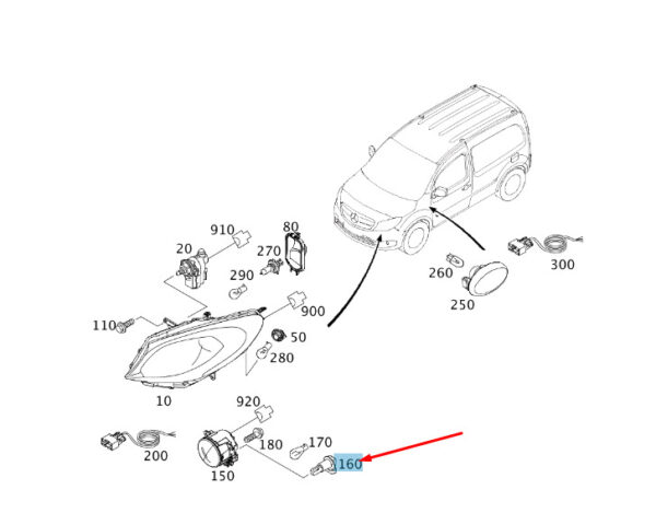 A4159980108 - MERCEDES-BENZ CITAN W415 Front Fog Lamp Bulb A4159980108 ORIGINAL