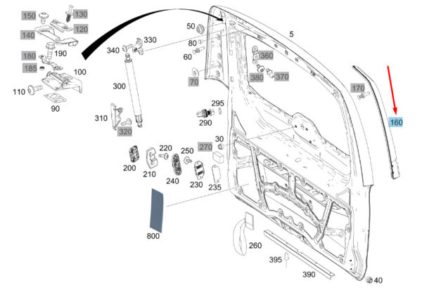 A4477500300 - MERCEDES-BENZ VITO W447 Liftgate Left Sealing Frame A4477500300 ORIGINAL