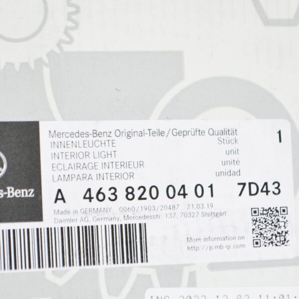 A46382004017D43 - NEW MERCEDES-BENZ G W463 FRONT ROOF INTERIOR LIGHT A46382004017D43 ORIGINAL