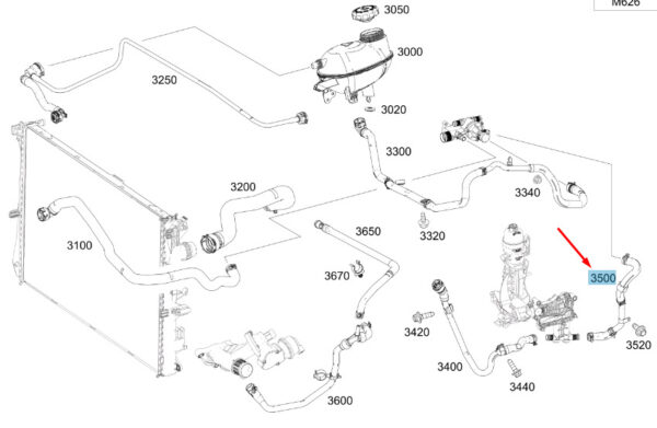 A6262000182 - NEW MB C W205 OIL FILTER HOUSING TO THERMOSTAT HOUSING HOSE A6262000182 ORIGINAL
