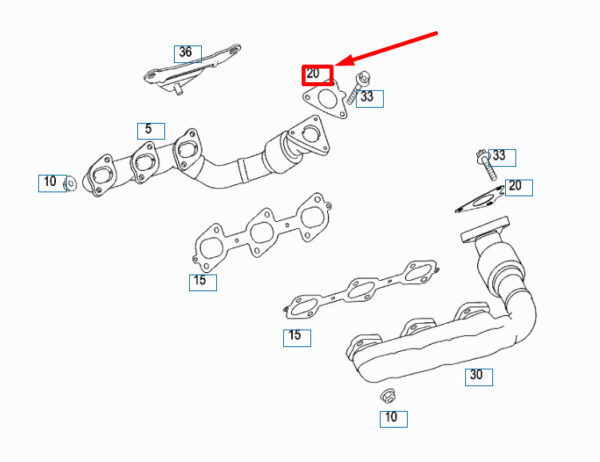 A6421423280 - NEW MERCEDES-BENZ ML W164 RIGHT SIDE TURBOCHARGER GASKET A6421423280 ORIGINAL