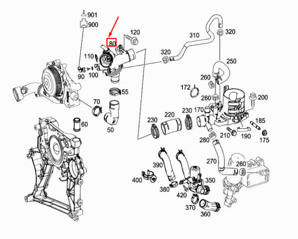 A6512001300 - MERCEDES-BENZ C W205 Engine Thermostat A6512001300 ORIGINAL