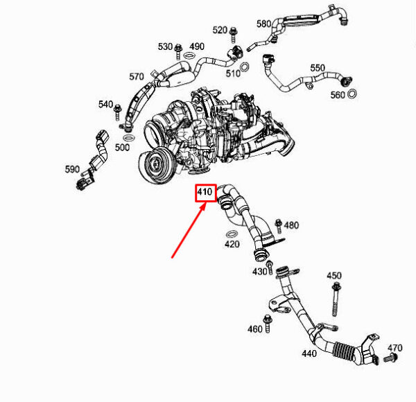 A6542030302 - MERCEDES-BENZ A W177 Engine Water Line A6542030302 ORIGINAL