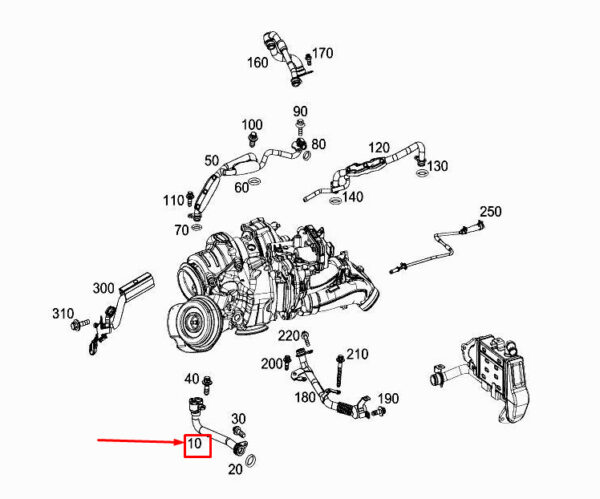 A6562030002 - MERCEDES-BENZ S W222 Engine Water Line A6562030002 ORIGINAL